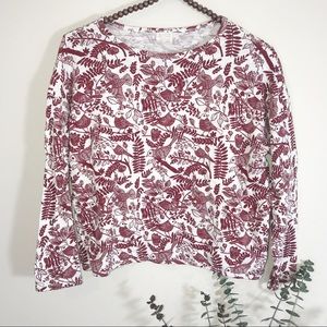 Zara Girls Maroon Bird Printed Long Sleeve